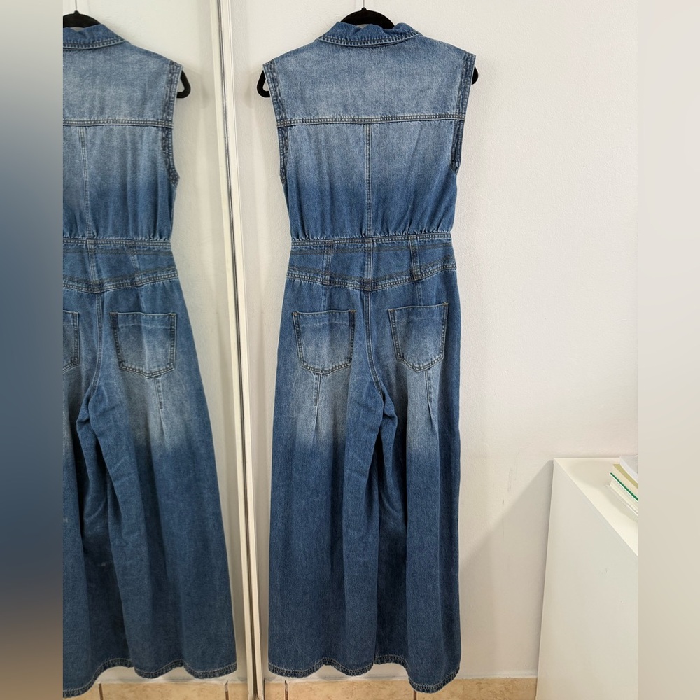 Denim Sleeveless Jumpsuit - Picture 2 of 2